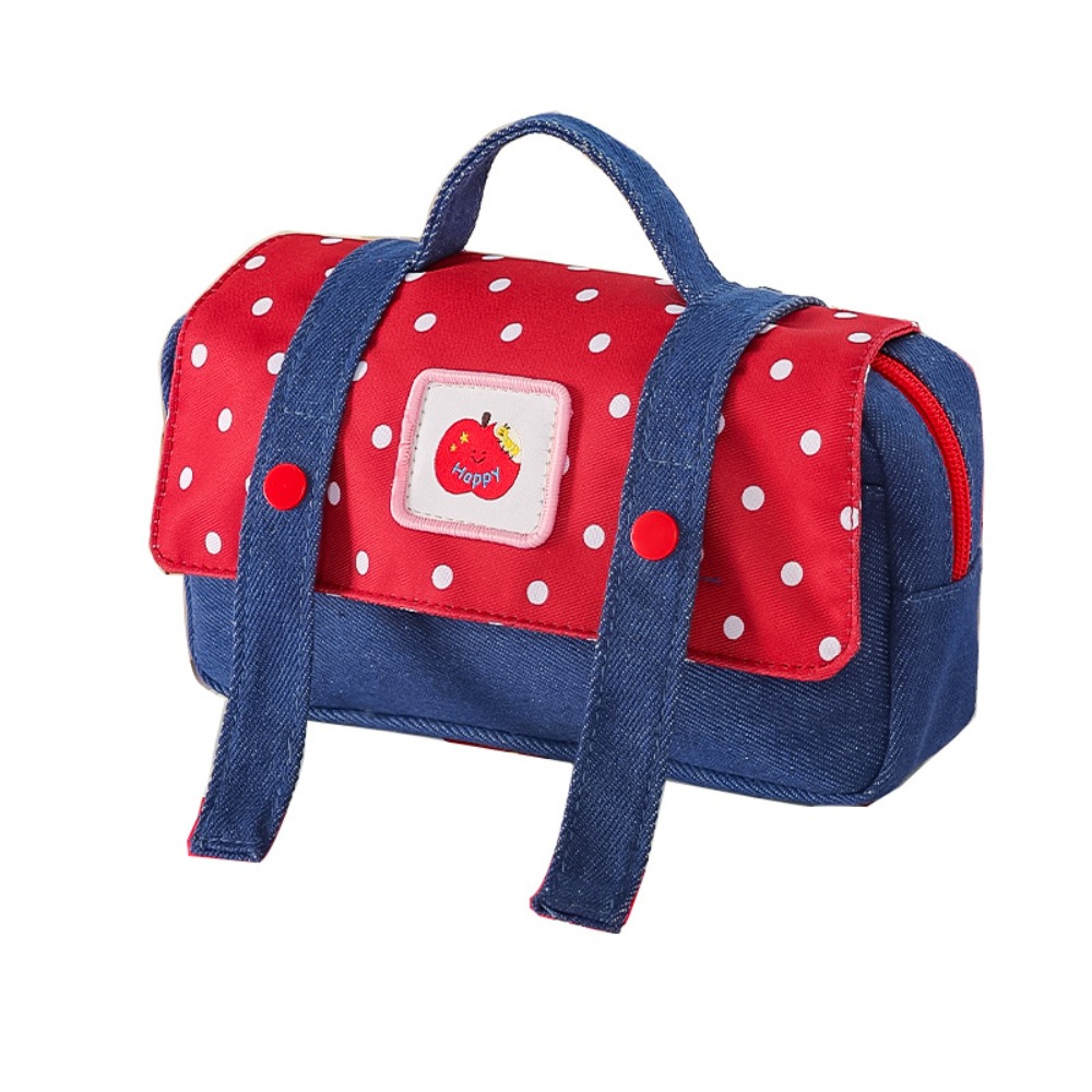 Aesthetic Large Pencil Case Pouch - Denim Fruit Cowboy Pencil Case Plaid