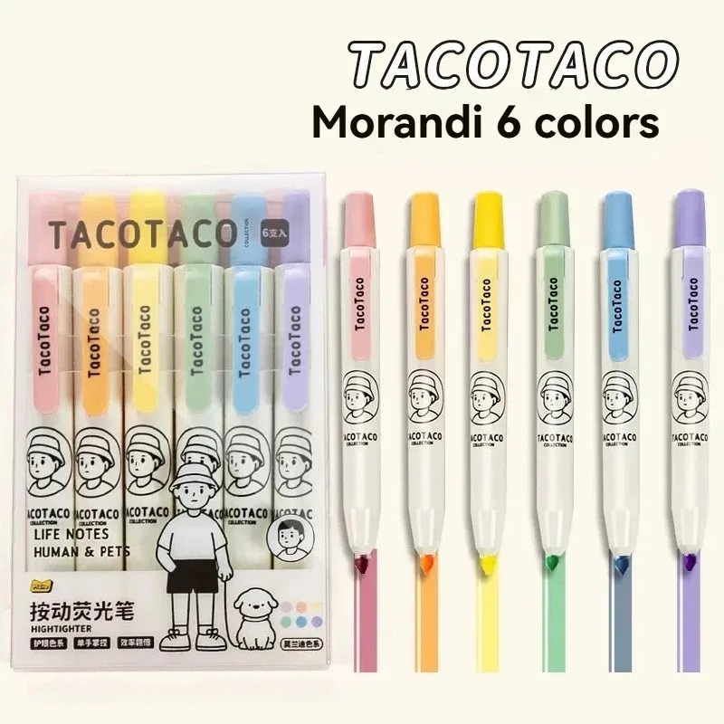 6Pcs/set Pastel Color Macaron  - Pastel Highlighter Set Double Ended ulasan dan harga