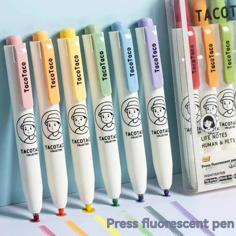 6Pcs/set Pastel Color Macaron  - Pastel Highlighter Set Double Ended ulasan dan harga
