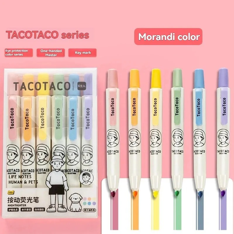 6Pcs/set Pastel Color Macaron  - Pastel Highlighter Set Double Ended ulasan dan harga