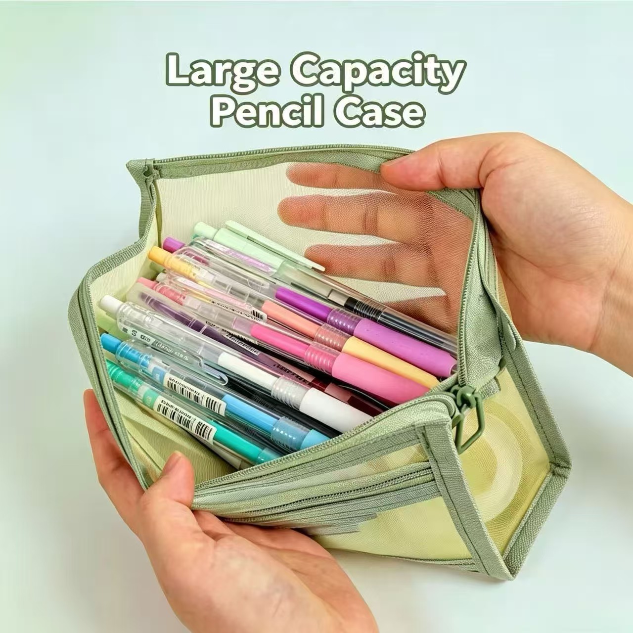Double Layer Clear Mesh Pencil - Clear Mesh Pencil Pouch For Exam ulasan dan harga