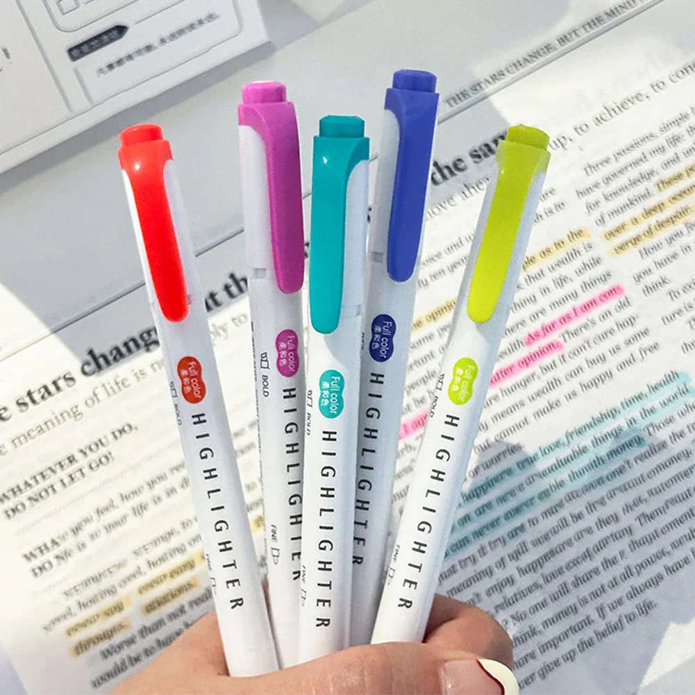 5pcs Pastel Highlighters Color - Pastel Highlighter Set Double Ended ulasan dan harga