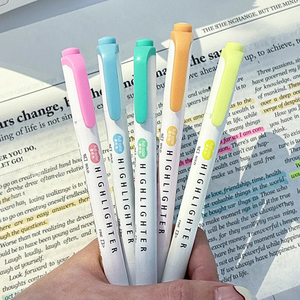 5pcs Pastel Highlighters Color - Pastel Highlighter Set Double Ended ulasan dan harga