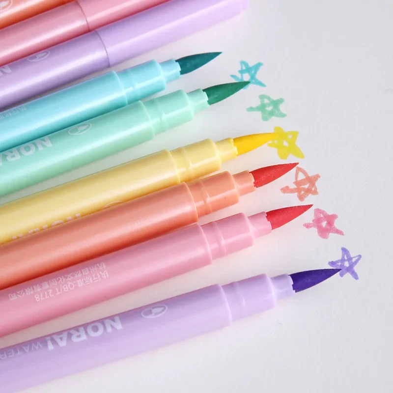 6Pcs/set Brush Highlighter Pen - Pastel Highlighter Set Double Ended ulasan dan harga
