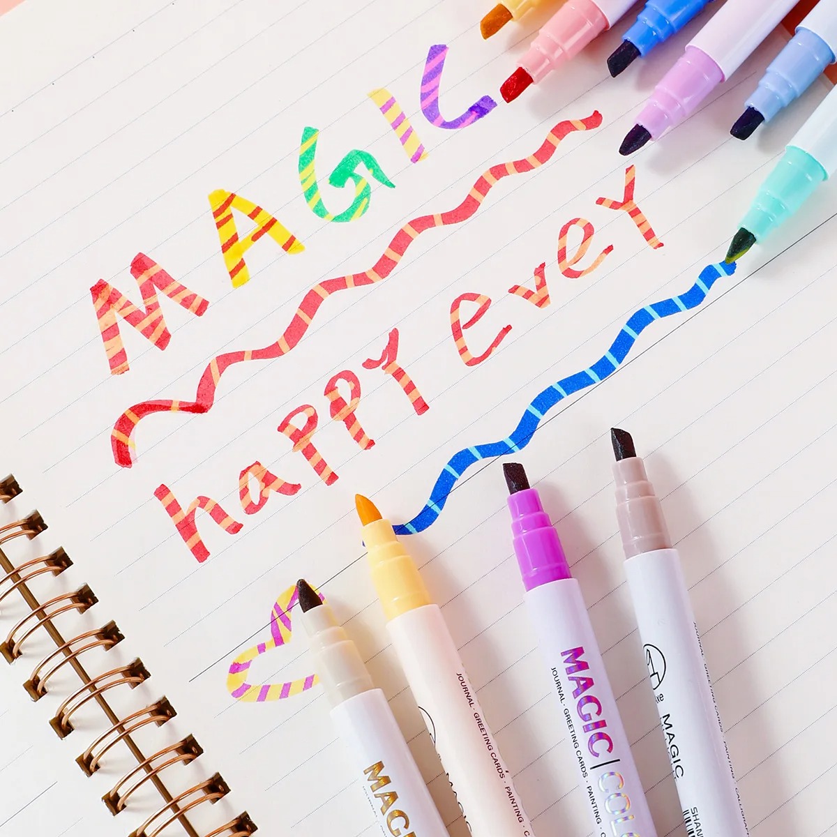12pcs Double-ended Magic Color - Pastel Highlighter Set Double Ended ulasan dan harga