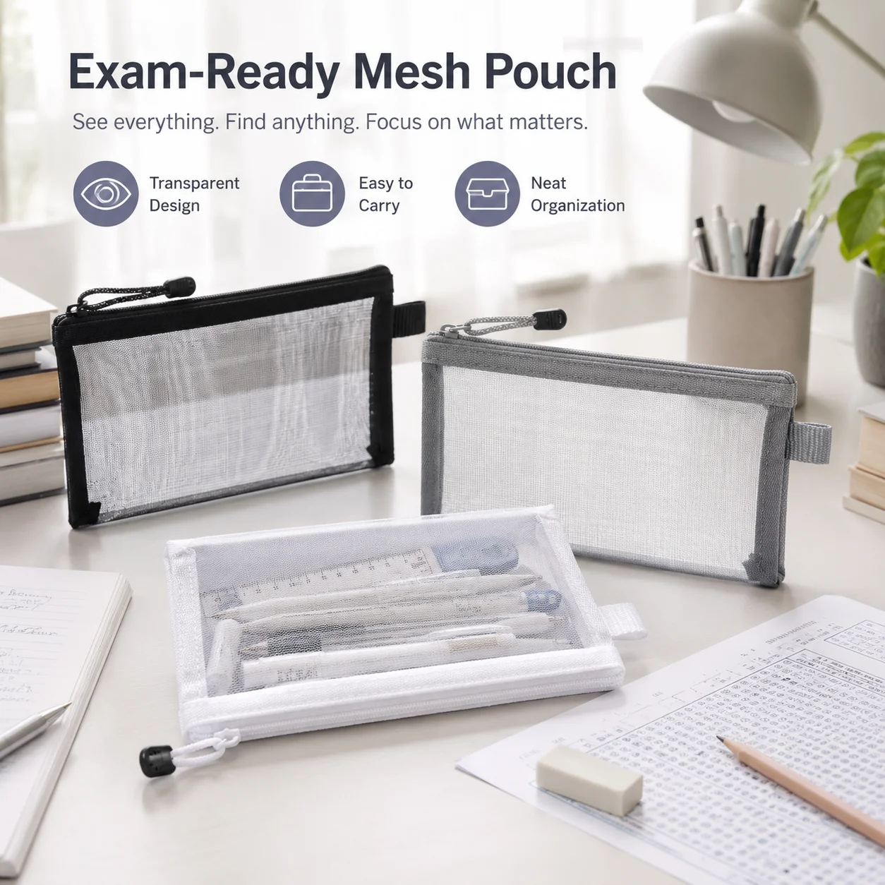 Transparent Mesh Pen Bag Clear - Clear Mesh Pencil Pouch For Exam ulasan dan harga