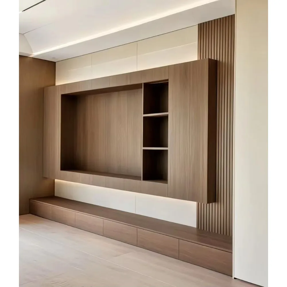 Modern Custom Wooden Low TV Ca - Office Furniture ulasan dan harga