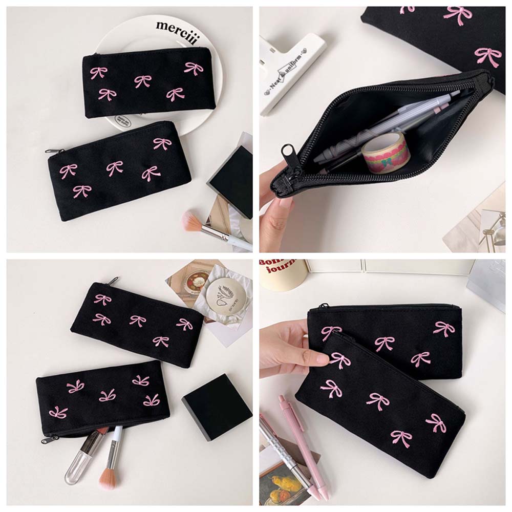 Bowknot Bow Stationery Bag Lar - Aesthetic Large Pencil Case Pouch ulasan dan harga