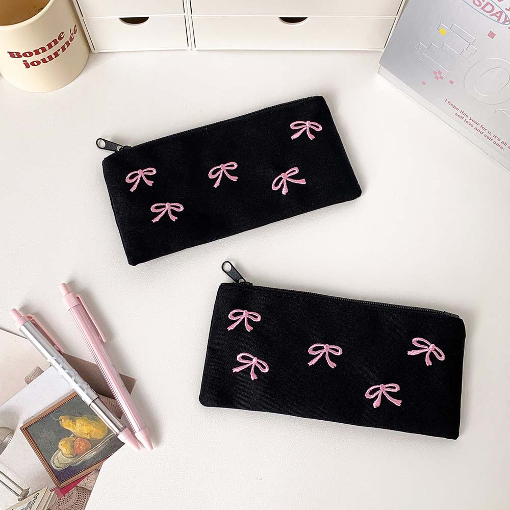 Bowknot Bow Stationery Bag Lar - Aesthetic Large Pencil Case Pouch ulasan dan harga