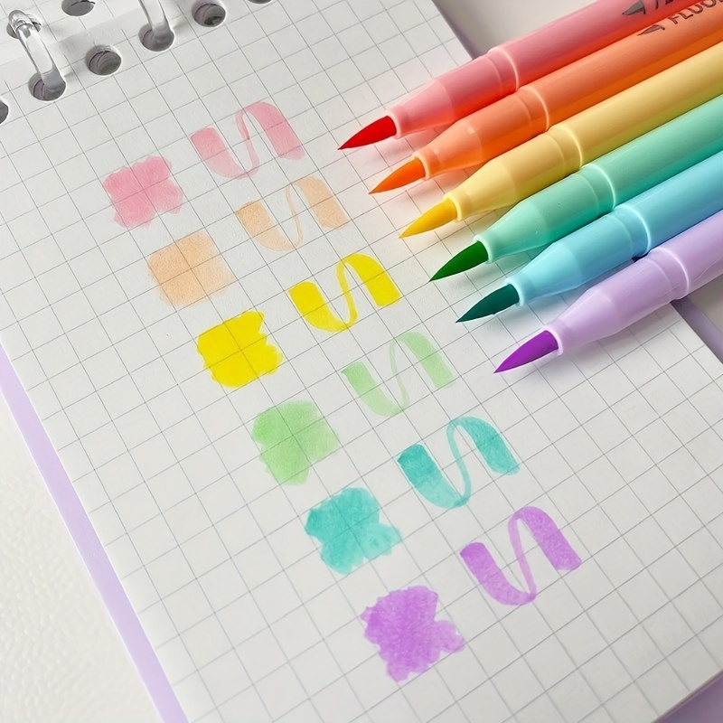 6pcs Soft Brush Fluorescence P - Pastel Highlighter Set Double Ended ulasan dan harga