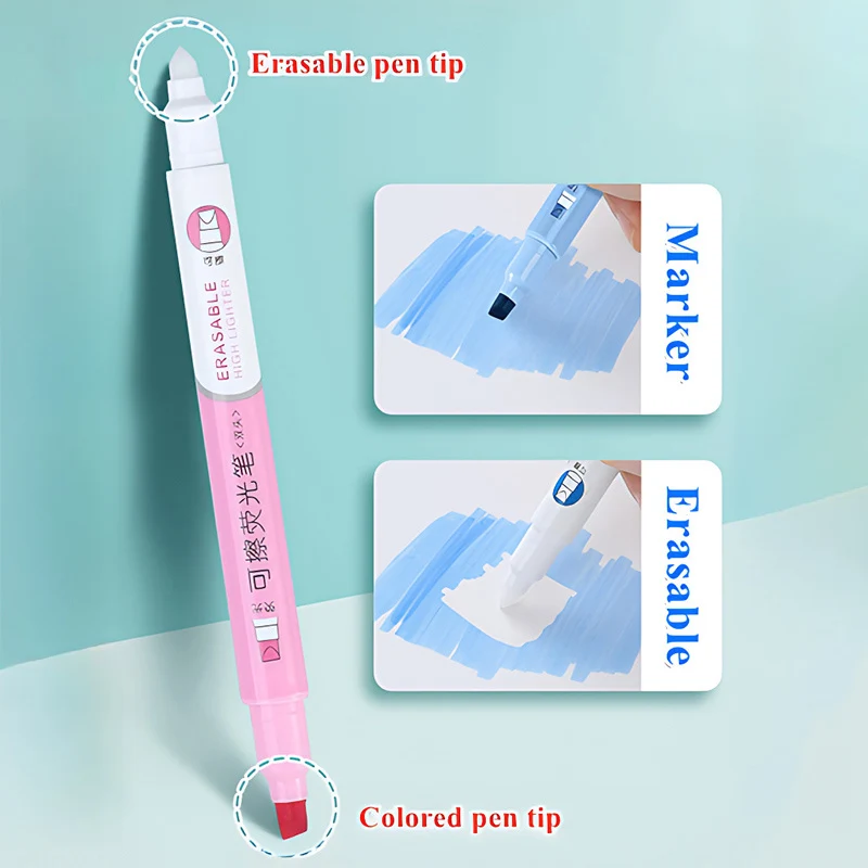 6 Colors Erasable Highlighters - Pastel Highlighter Set Double Ended ulasan dan harga