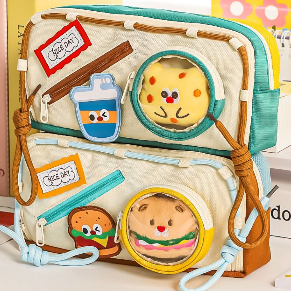 Large Capacity Hamburger Penci - Aesthetic Large Pencil Case Pouch ulasan dan harga