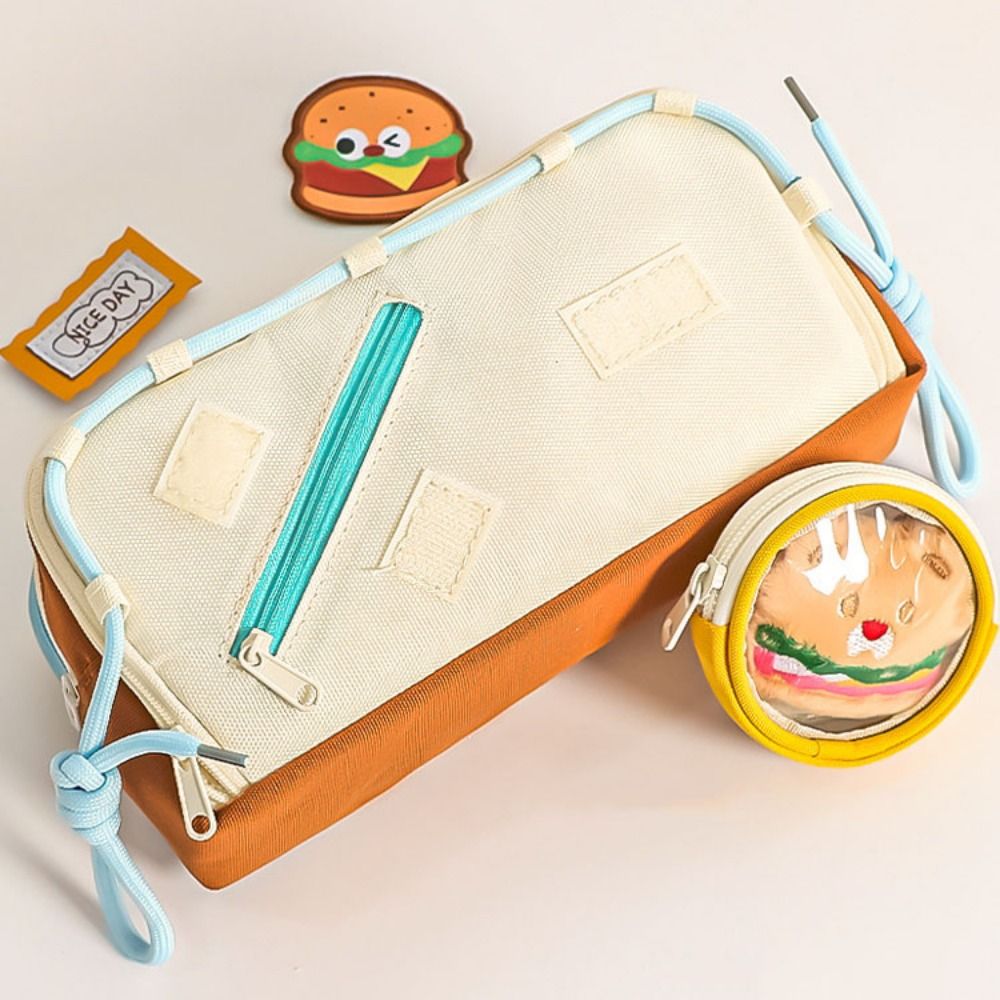Large Capacity Hamburger Penci - Aesthetic Large Pencil Case Pouch ulasan dan harga