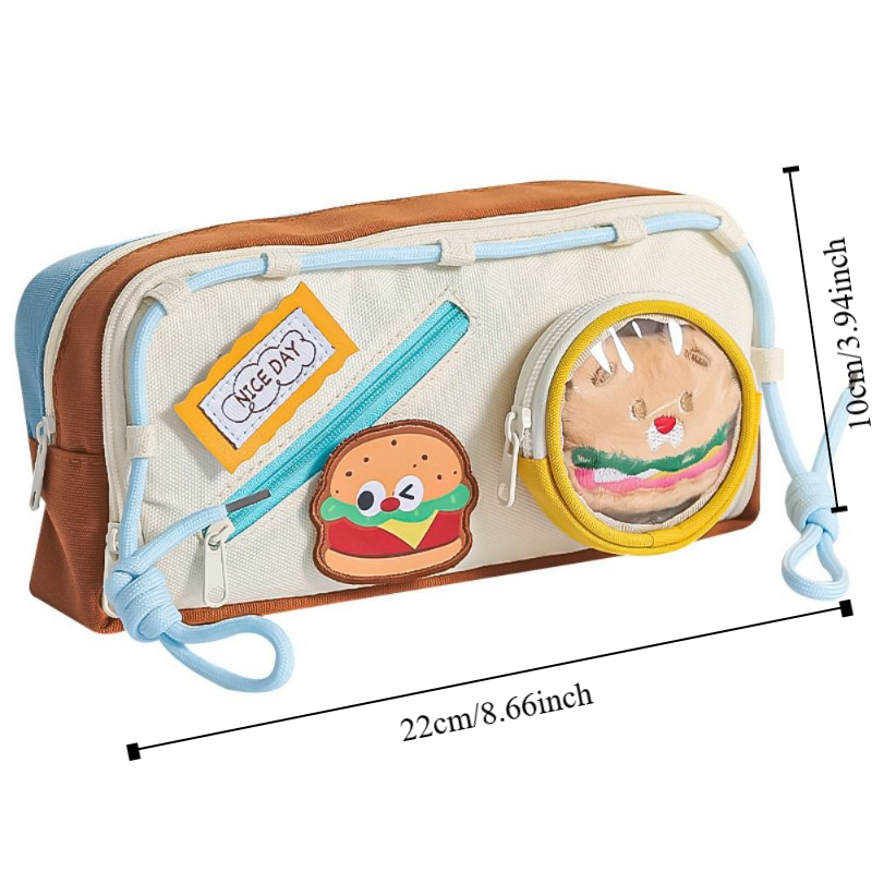 Large Capacity Hamburger Penci - Aesthetic Large Pencil Case Pouch ulasan dan harga