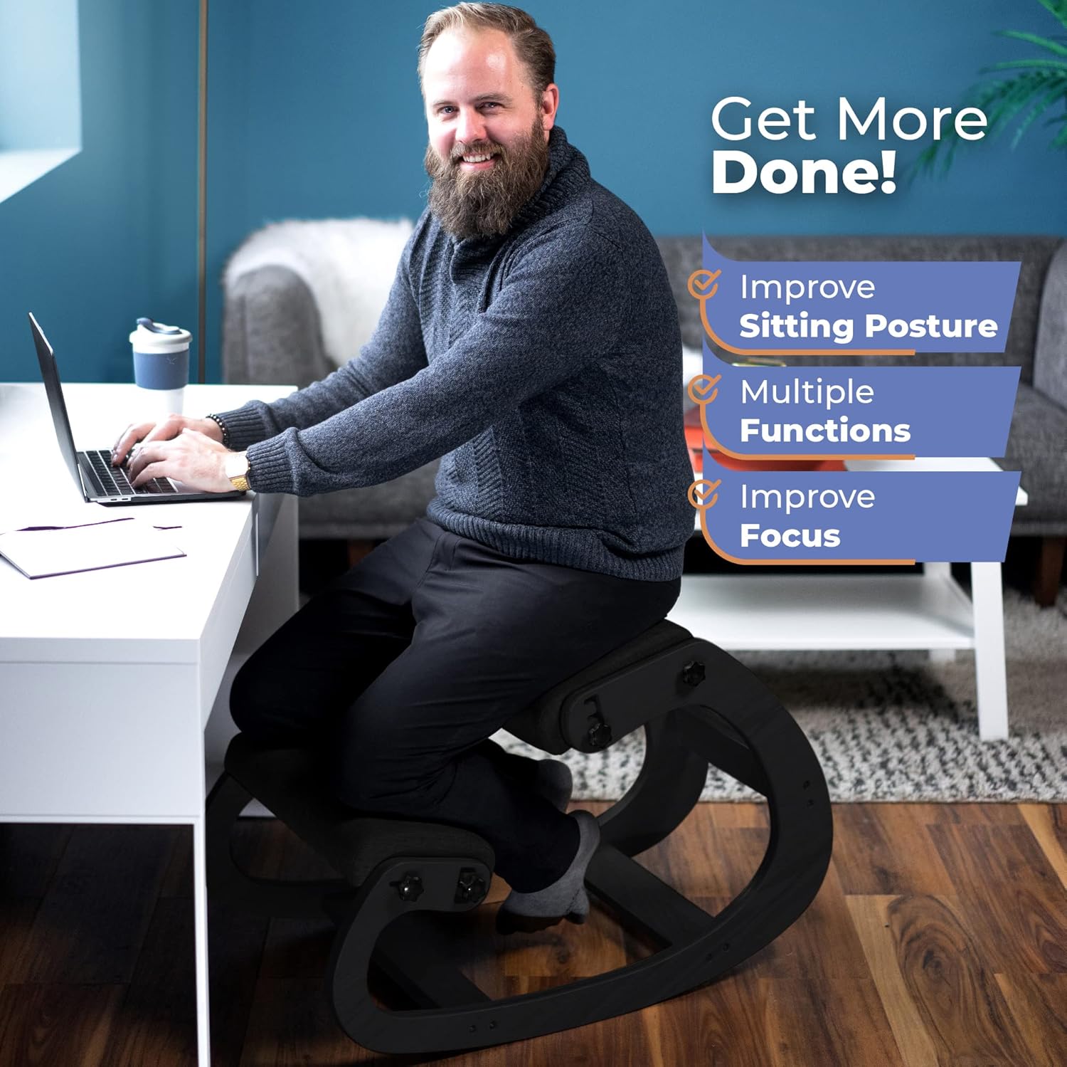 Ergonomic Wooden Kneeling Chai - Office Furniture ulasan dan harga