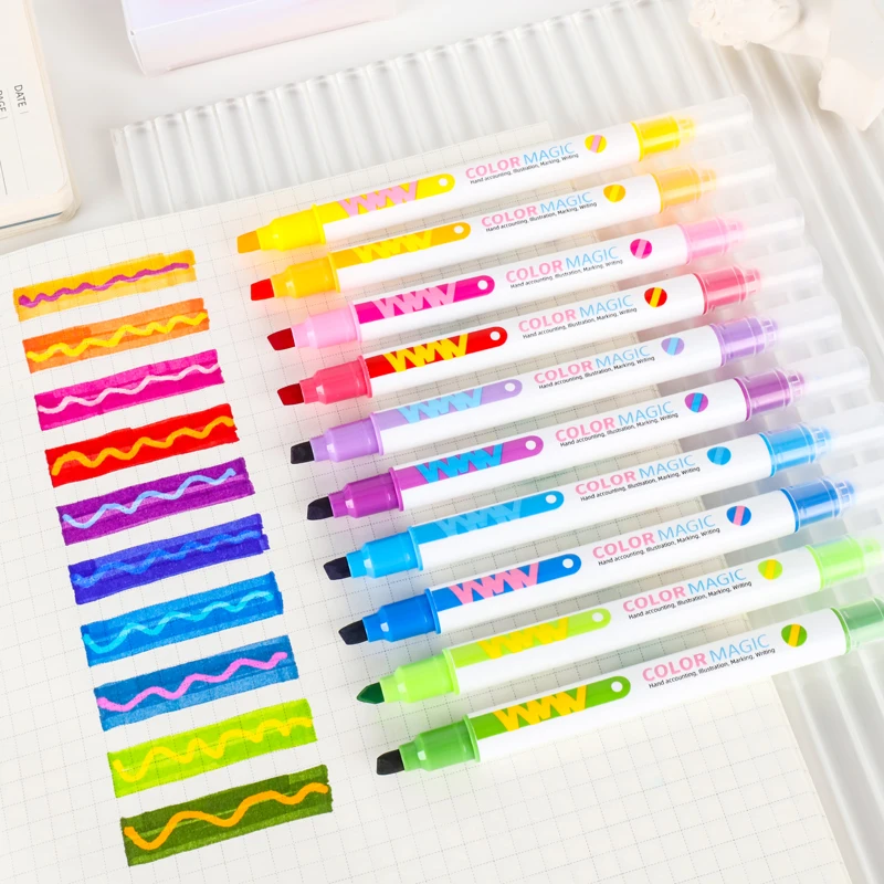 10pcs Double-ended Magic Color - Pastel Highlighter Set Double Ended ulasan dan harga