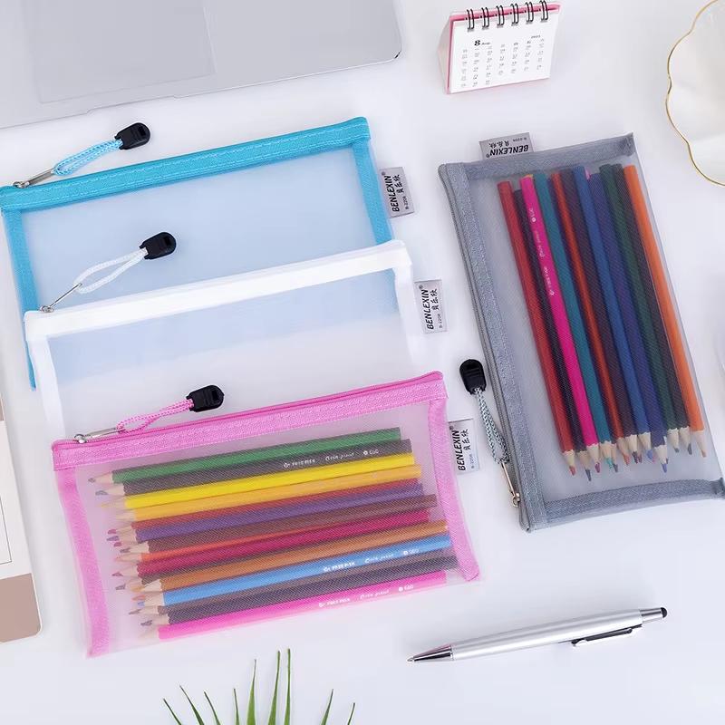 NEW Durable Zipper Mesh Pencil - Clear Mesh Pencil Pouch For Exam ulasan dan harga