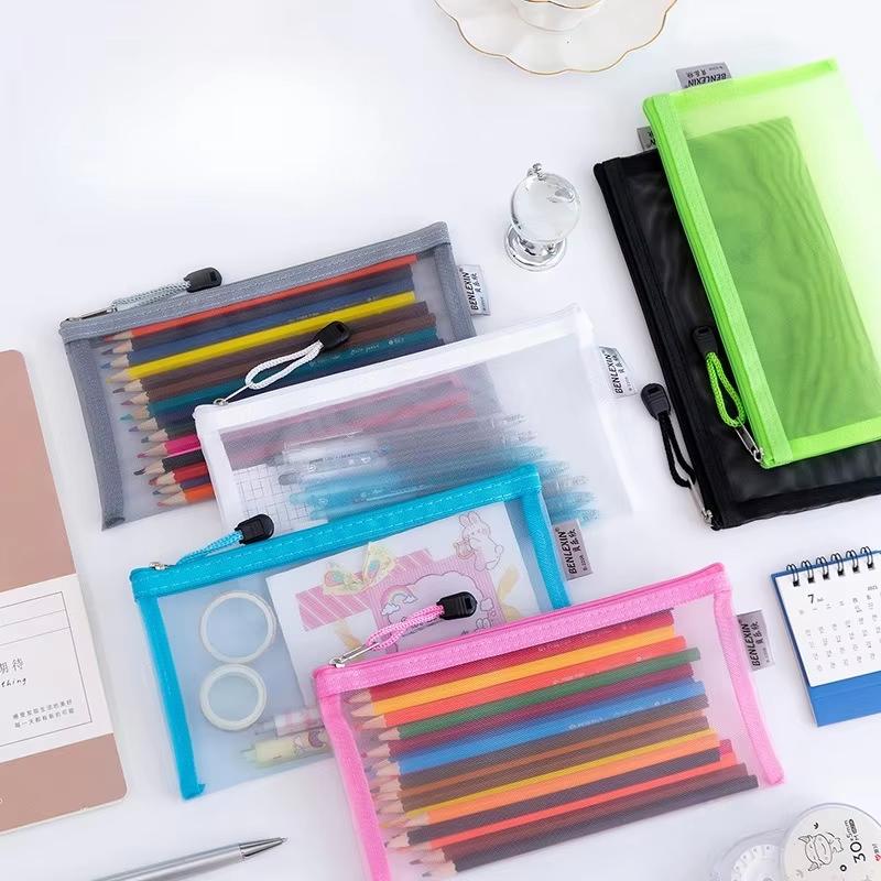 NEW Durable Zipper Mesh Pencil - Clear Mesh Pencil Pouch For Exam ulasan dan harga