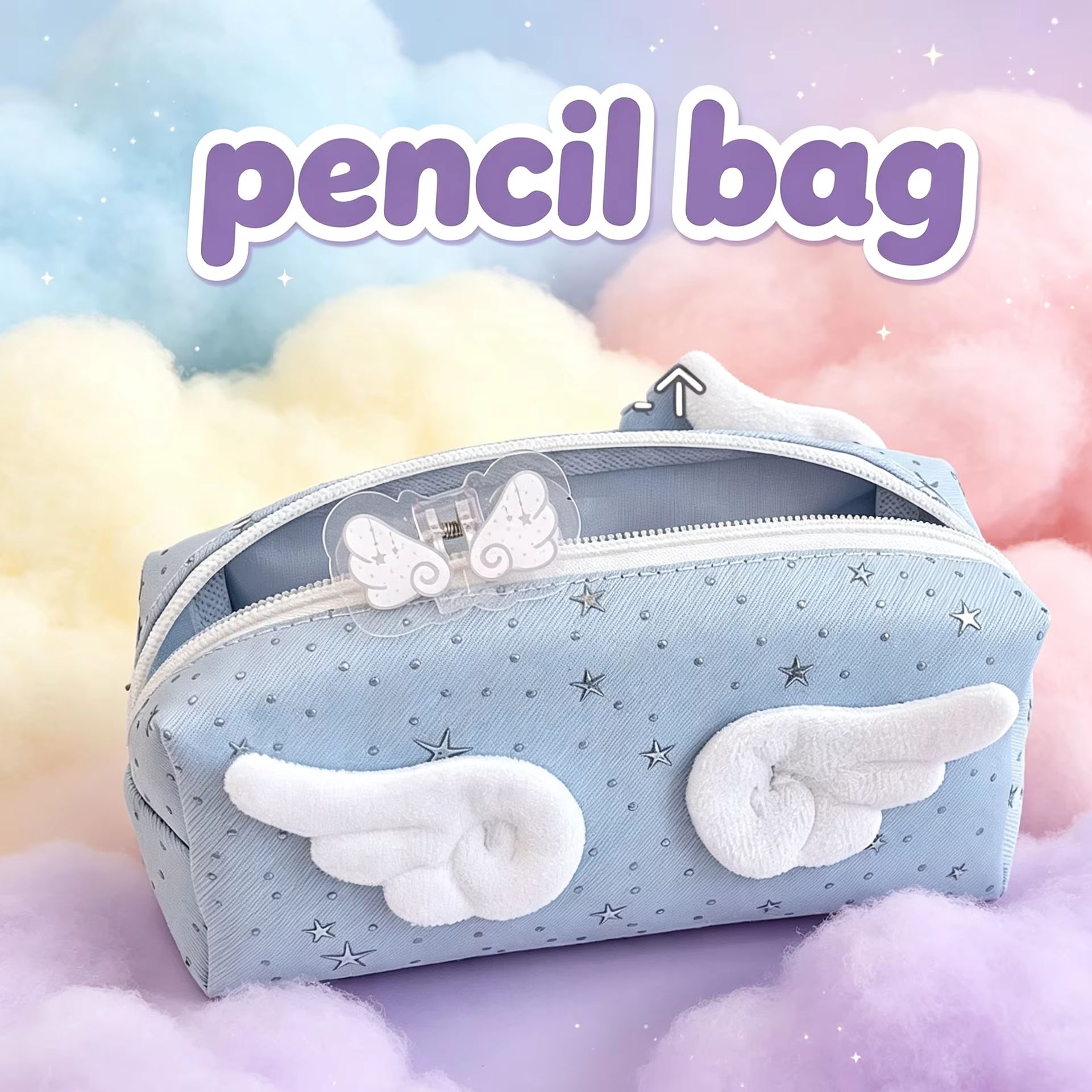Angel Wings Pencil Case Simple - Aesthetic Large Pencil Case Pouch ulasan dan harga