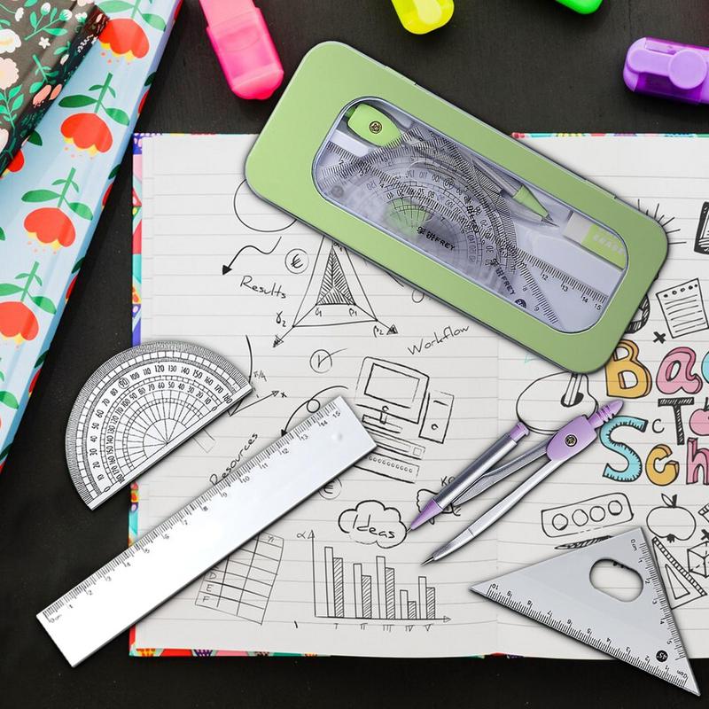 Protractor And Compass Set Mat - Math Geometry Set With Compass ulasan dan harga