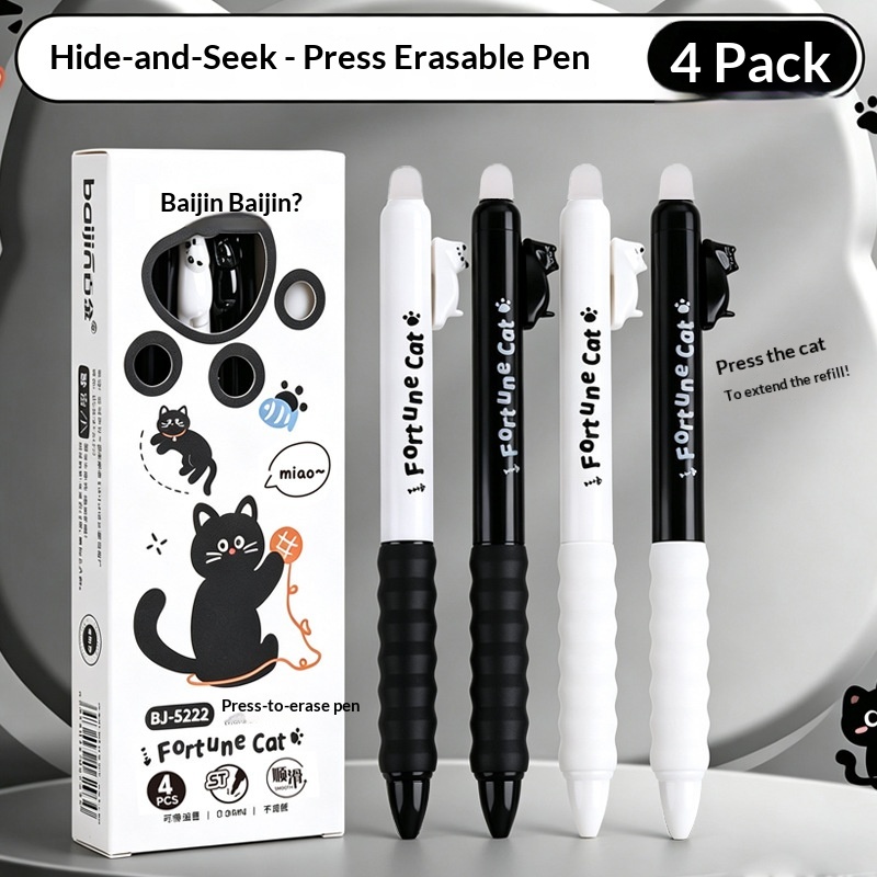 4pcs  Cute Cat Erasable Gel Pe - Retractable Eraser Pen Click ulasan dan harga