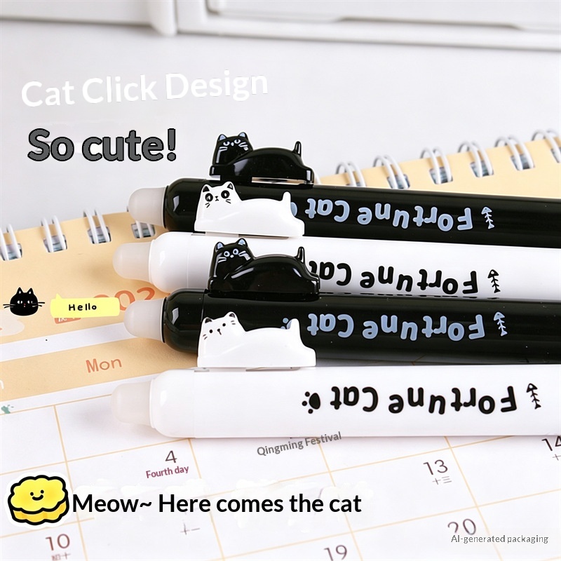 4pcs  Cute Cat Erasable Gel Pe - Retractable Eraser Pen Click ulasan dan harga