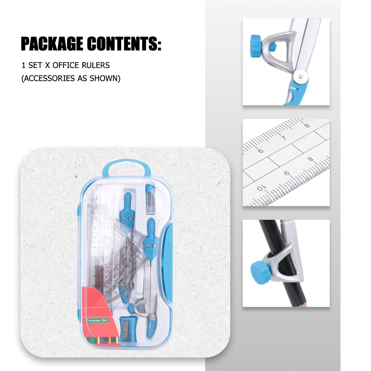 MALL Geometry Compass Set 10Pc - Math Geometry Set With Compass ulasan dan harga