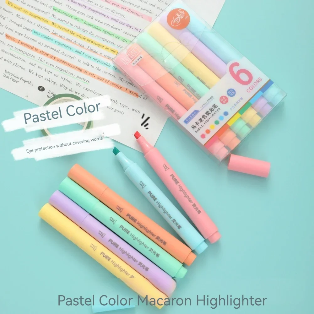 6PCS Pastel Highlighter Pens - - Pastel Highlighter Set Double Ended ulasan dan harga