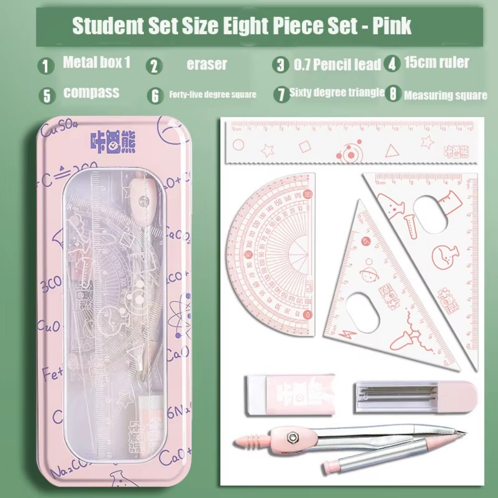 8Pcs/Set Multifunctional Math  - Math Geometry Set With Compass ulasan dan harga