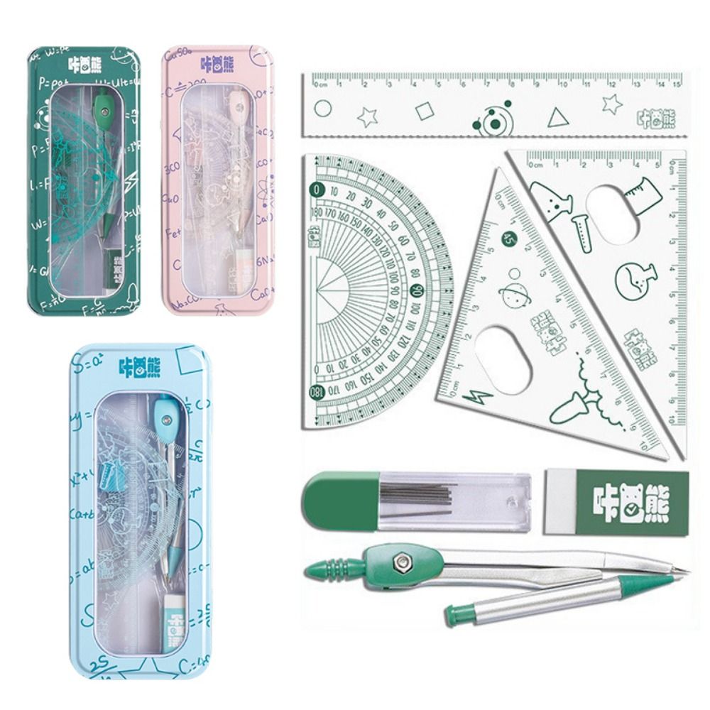 8Pcs/Set Multifunctional Math  - Math Geometry Set With Compass ulasan dan harga