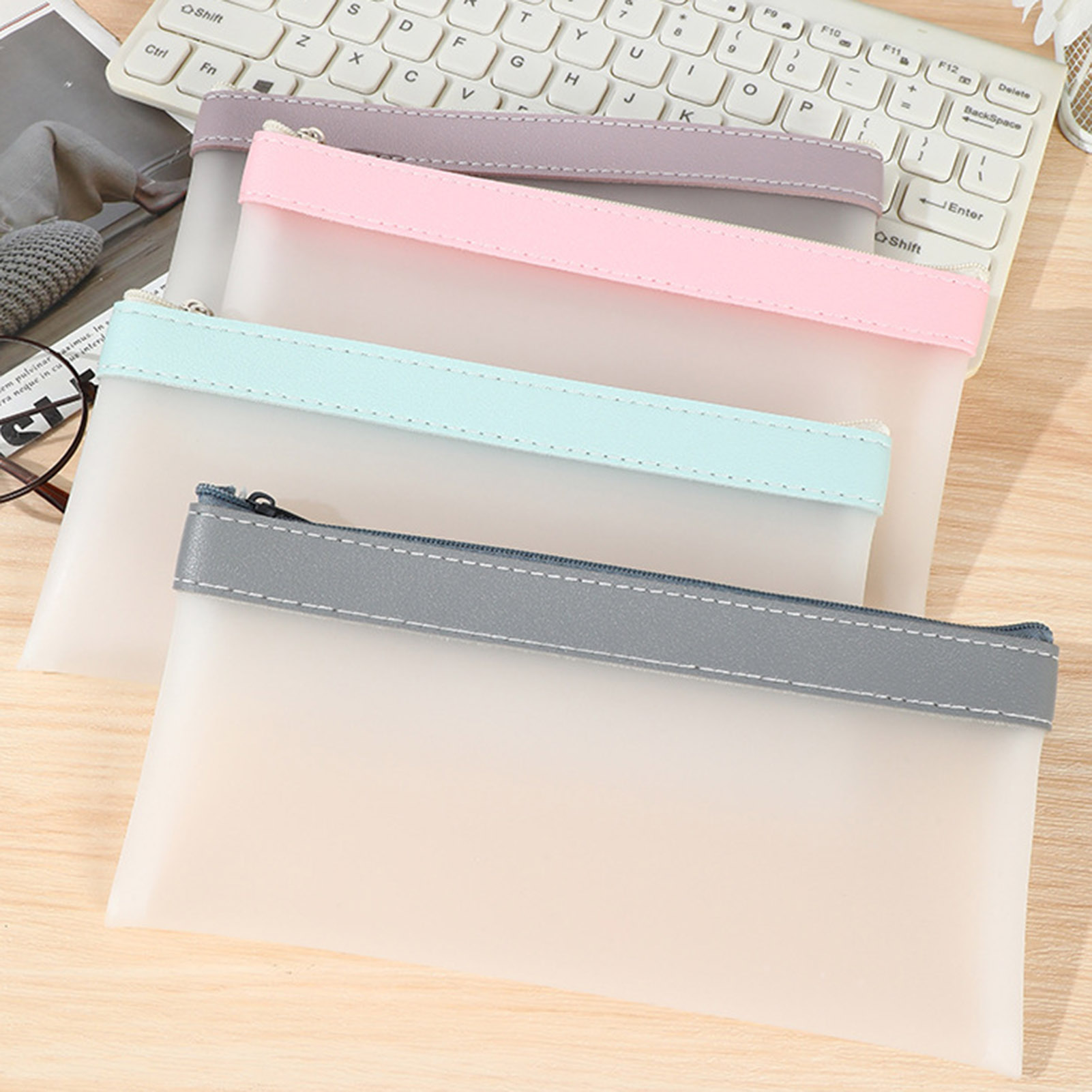 Transparent Frosted Pencil Cas - Aesthetic Large Pencil Case Pouch ulasan dan harga