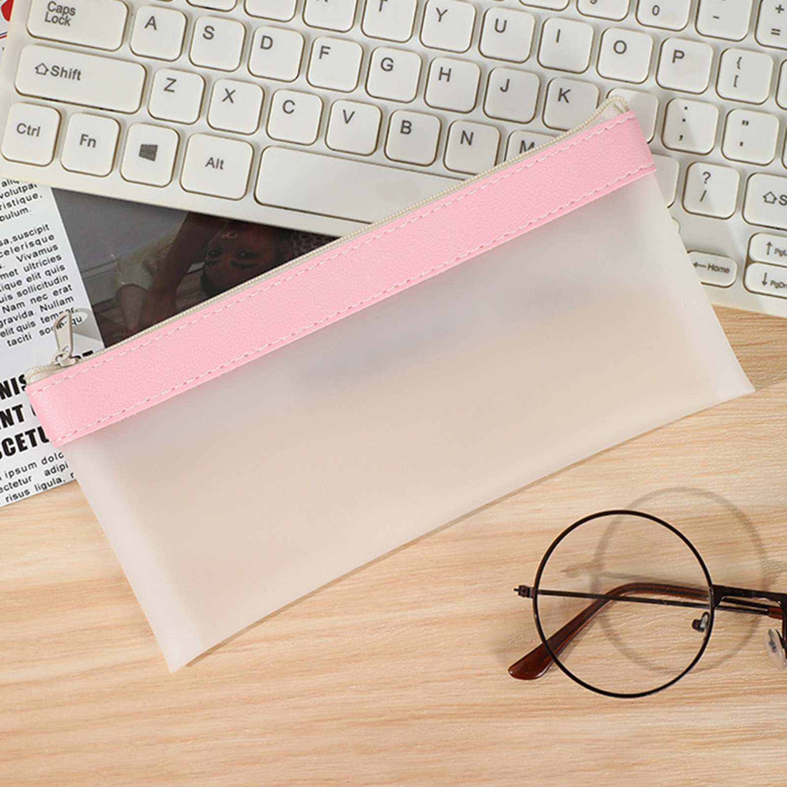 Transparent Frosted Pencil Cas - Aesthetic Large Pencil Case Pouch ulasan dan harga