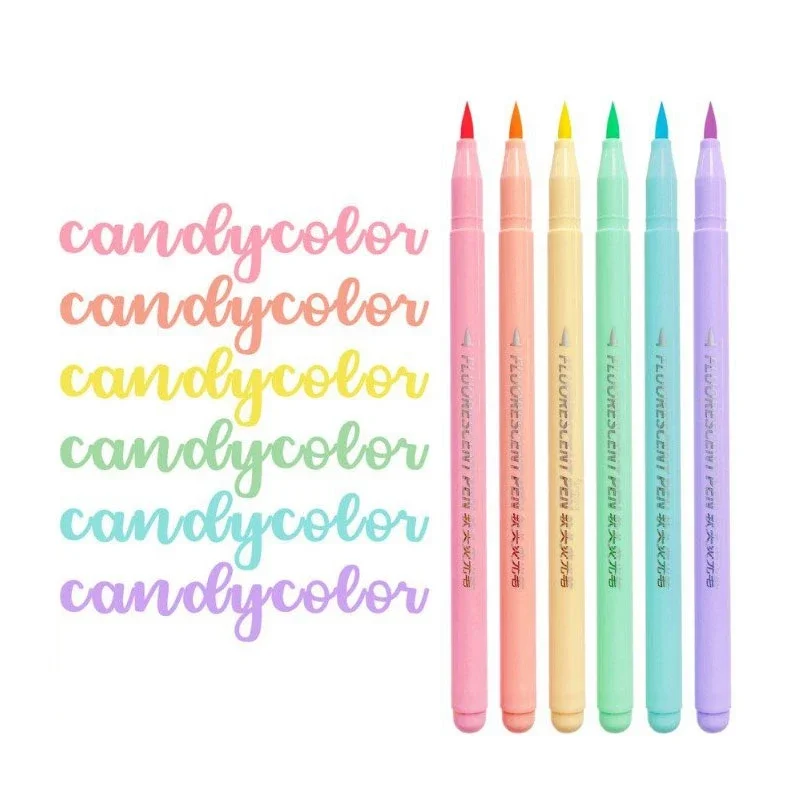 6 colors Soft Brush Fluorescen - Pastel Highlighter Set Double Ended ulasan dan harga