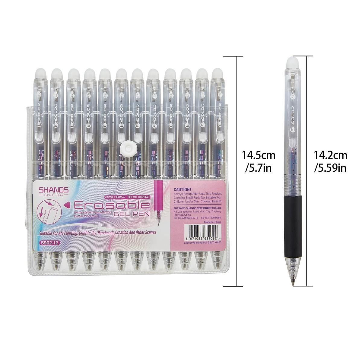 12-Pack 0.7mm Erasable Gel Pen - Retractable Eraser Pen Click ulasan dan harga