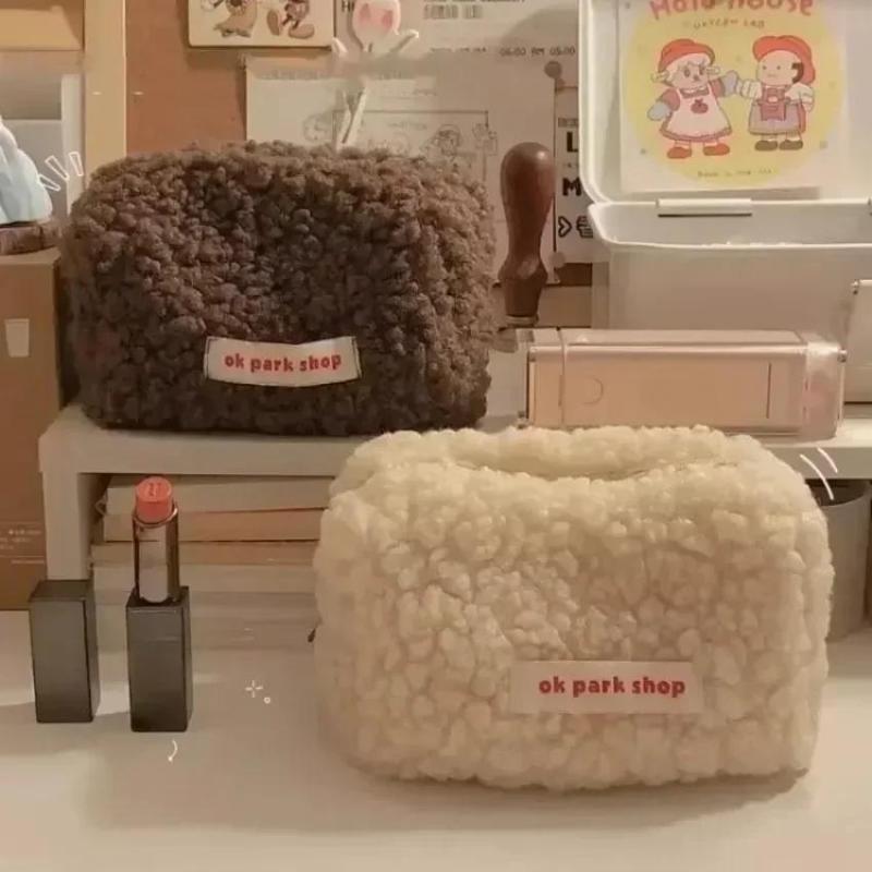 2026 Lamb Plush Storage Bag Si - Aesthetic Large Pencil Case Pouch ulasan dan harga