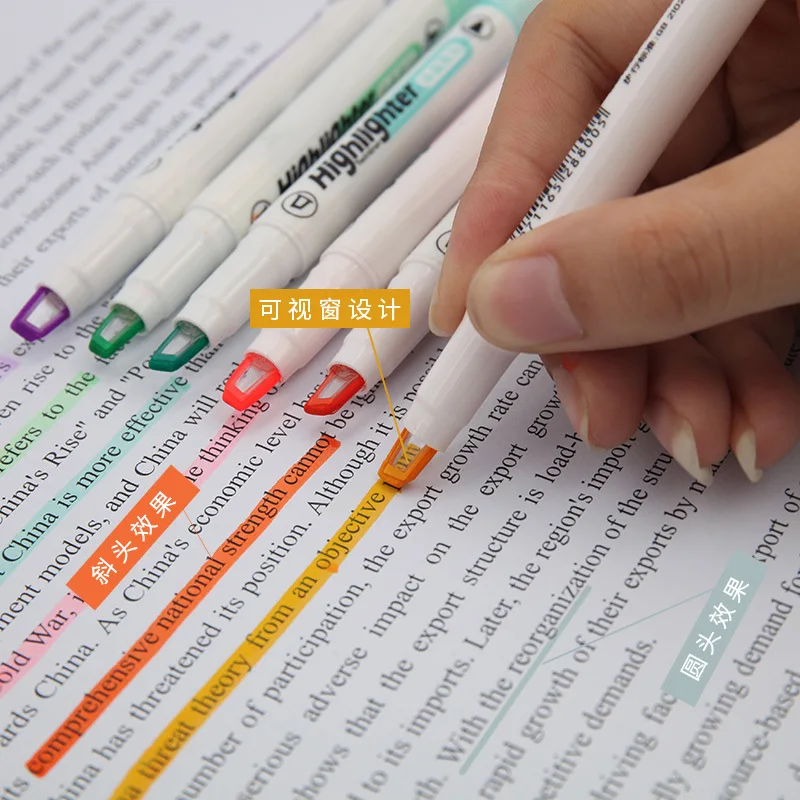 6 Colors/Set Unique Window Tip - Pastel Highlighter Set Double Ended ulasan dan harga