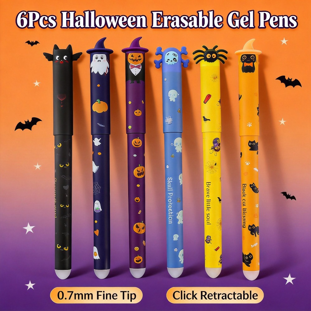 1-6Pcs Halloween Erasable Gel  - Retractable Eraser Pen Click ulasan dan harga