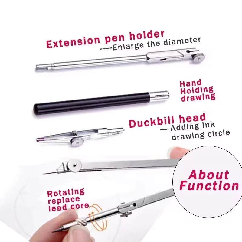 Stainless Steel Multifunctiona - Math Geometry Set With Compass ulasan dan harga