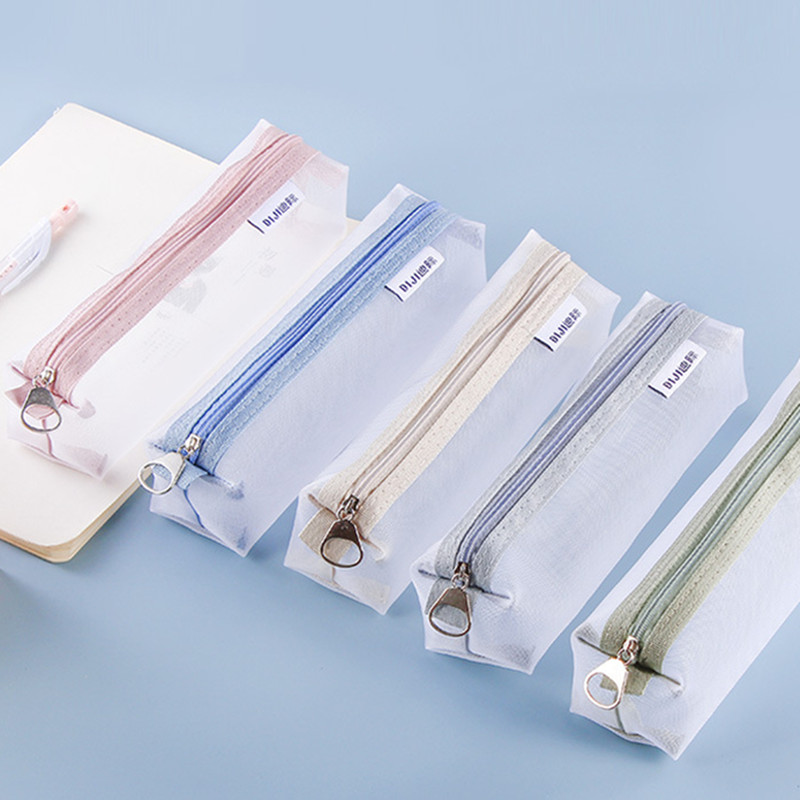Clear Transparent Nylon Mesh P - Clear Mesh Pencil Pouch For Exam ulasan dan harga