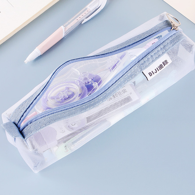 Clear Transparent Nylon Mesh P - Clear Mesh Pencil Pouch For Exam ulasan dan harga