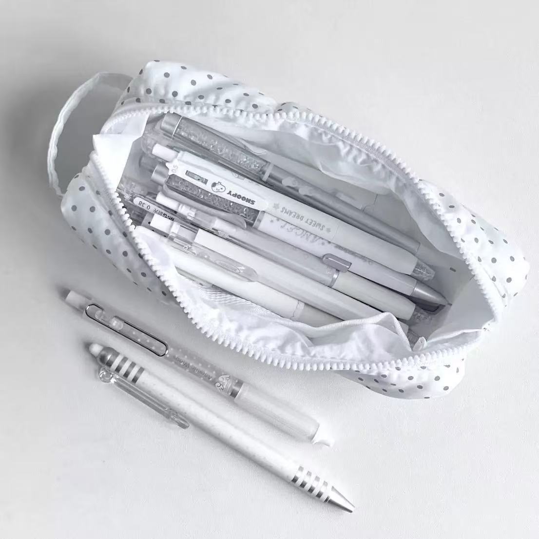 Polka Dot Handheld Pencil Bag  - Aesthetic Large Pencil Case Pouch ulasan dan harga