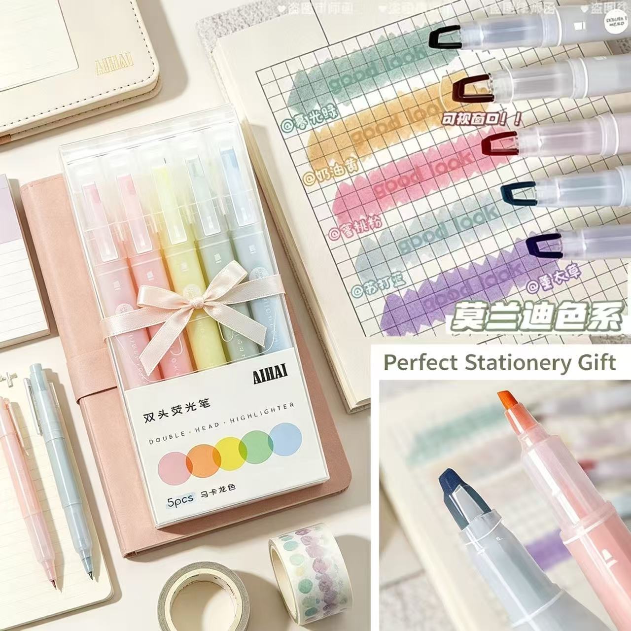 5-25 Colors/Set Double Unique  - Pastel Highlighter Set Double Ended ulasan dan harga