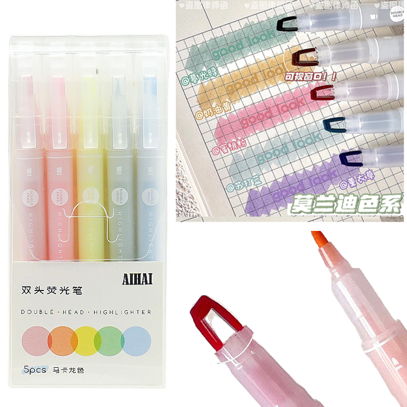 5-25 Colors/Set Double Unique  - Pastel Highlighter Set Double Ended ulasan dan harga